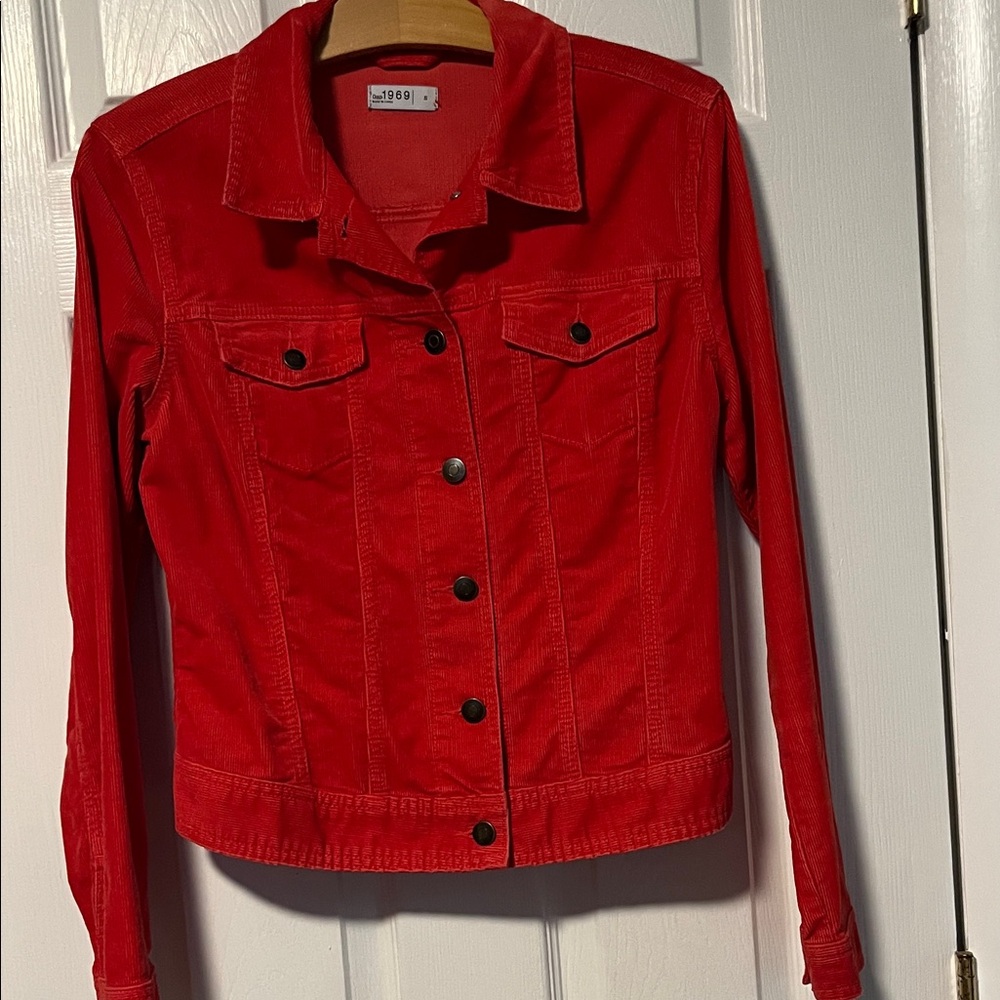 GAP Bright Red Corduroy Denim-Style Jacket